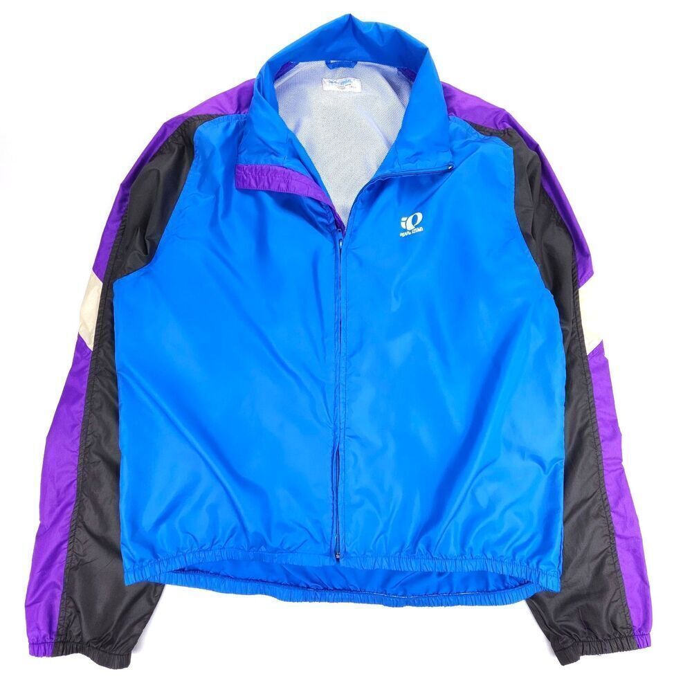 PEARL IZUMI Windbreaker Cycling Jacket Reflective Biking XL 90s Colorblock Blue